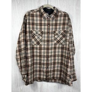 KÜHL Dillingr Flannel Shirt Men’s XL Brown Plaid Cotton Tencel Blend Outdoor